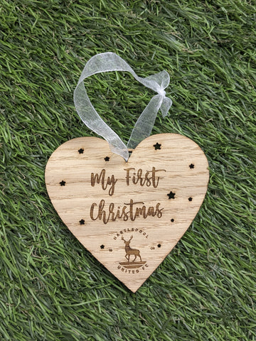 "My First Christmas" Wooden Heart Decoration