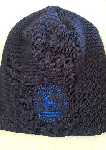 NAVY  Hartlepool United Logo Beanie Hat
