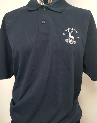 Hartlepool United  Navy polo shirt with Club Crest ADULT